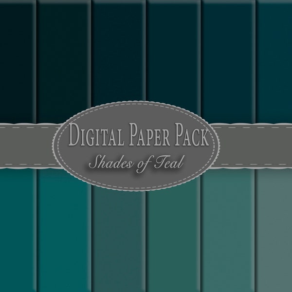 Shades of Teal Paper Pack, Scrapbook Paper, Printable Paper, Digital Download,Teal Shades, Instant Download Journaling Paper Journaling