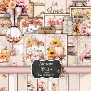 Herbst, Junk Journal Kit, Herbst rosa Junk Journal Kit, blush rosa, Herbst Basteln, Rosa Journal Set, Herbst Junk Journal, DIY Journal,