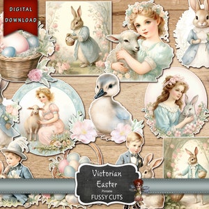 Victorian Easter Ephemera, Easter Fussy Cuts, Easter Junk Journal, Digital Download, Journal Supplies, Easter Stickers, Easter Clip Art
