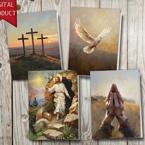 Christian Easter Greeting Cards, Resurrection, Digital Easter Cards, Digital Download, DIY Cards, Printable Easter Cards, Jesus Cards zdjęcie 1