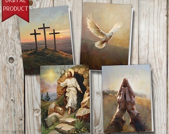 Journal Zubehör, Auferstehung Ostern Grußkarten, Christian DIY Set Digital Download