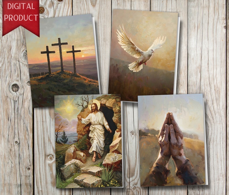 Christian Easter Greeting Cards, Resurrection, Digital Easter Cards, Digital Download, DIY Cards, Printable Easter Cards, Jesus Cards zdjęcie 1