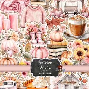 Autumn Blush FUSSY CUT-set - gezellige herfstsfeer, warme tinten, blush roze herfst, roze herfstdagboek, herfstjunkdagboek, benodigdheden voor ongewenste tijdschriften