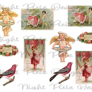 Journal Supplies, Pink Valentine Ephemera, Junk Journal DIY Stickers Digital Download, DIY Stickers image 4
