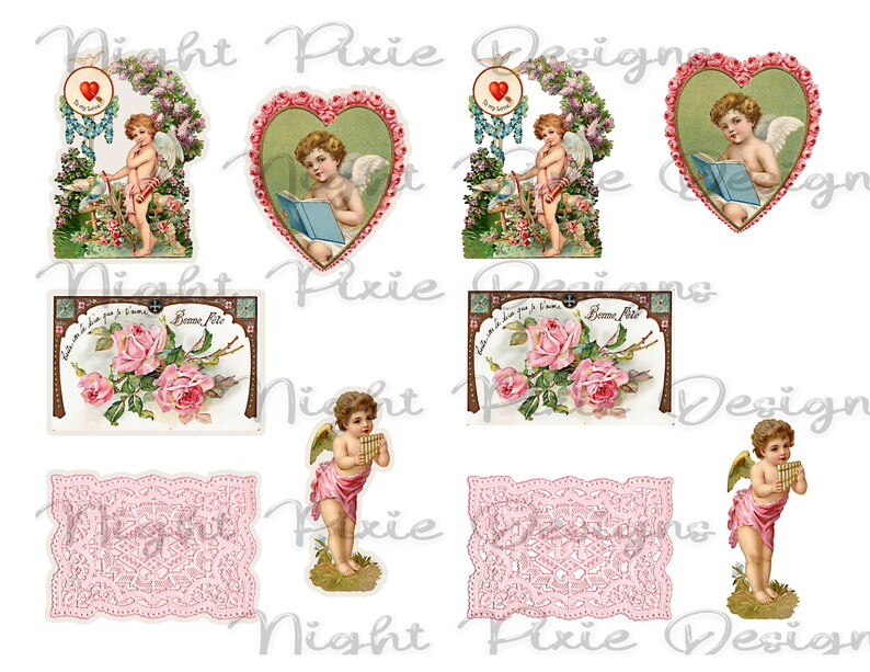 Journal Supplies, Pink Valentine Ephemera, Junk Journal DIY Stickers Digital Download, DIY Stickers image 6