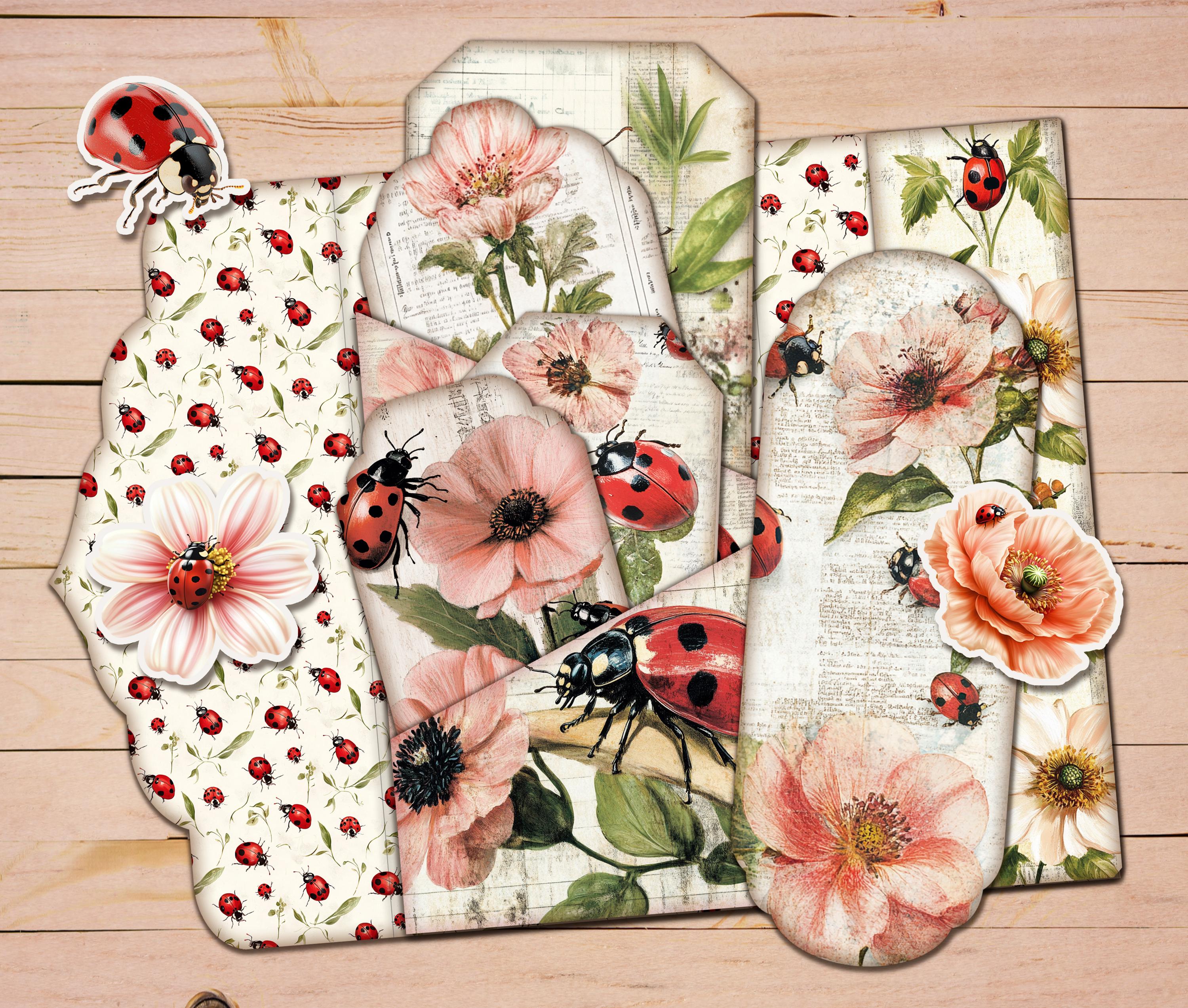 Journal Supplies, Ladybug Junk Journal Printable Folio, Insect Ephemera ...