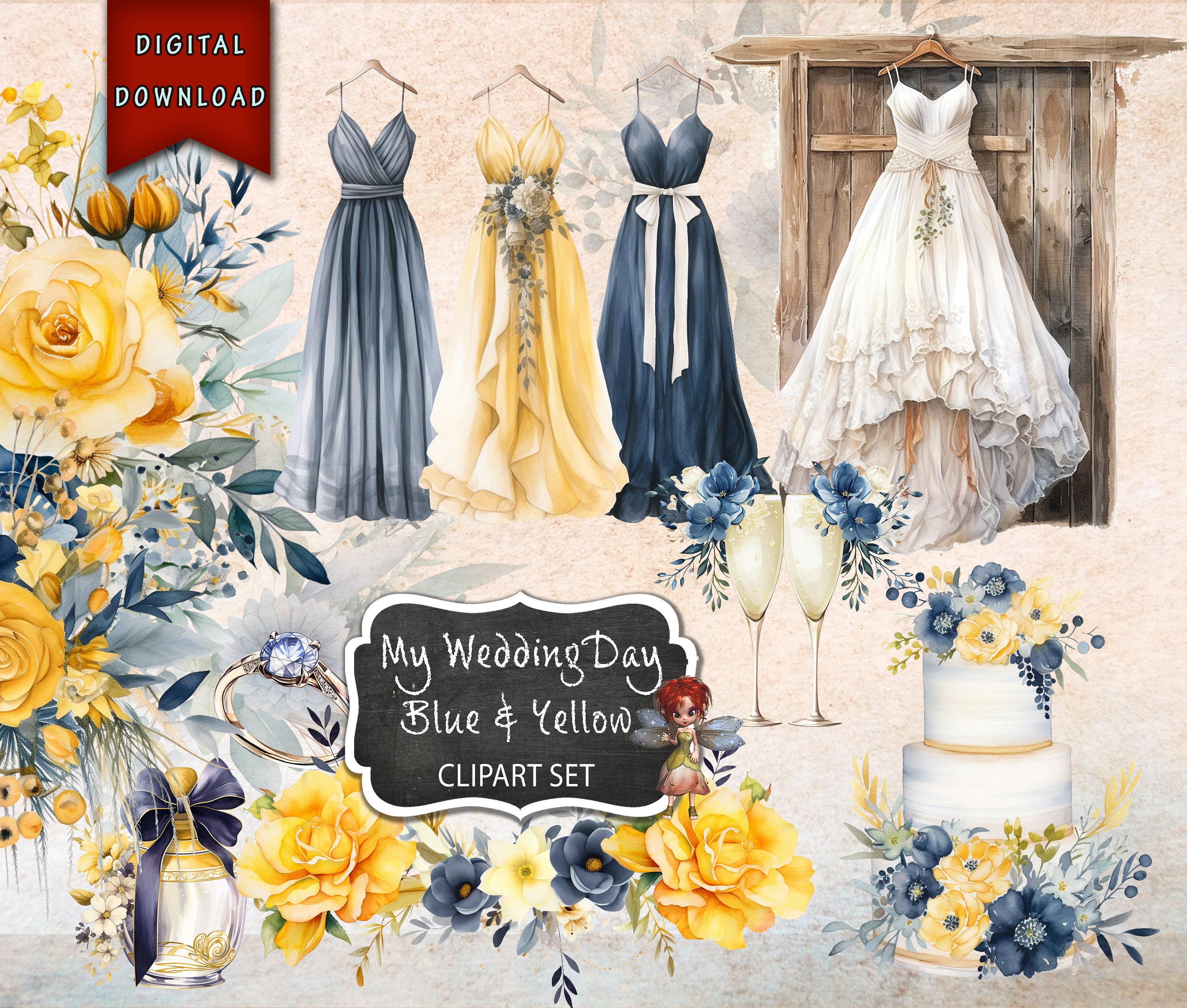 Blue and Yellow Wedding Dress - Etsy Blue and Yellow Wedding Dress - Etsy