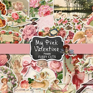 Journaling Supplies, My Pink Valentine Ephemera, Valentine Junk Journal, Ephemera, Digital Download, DIY Stickers, Junk Journal Supplies