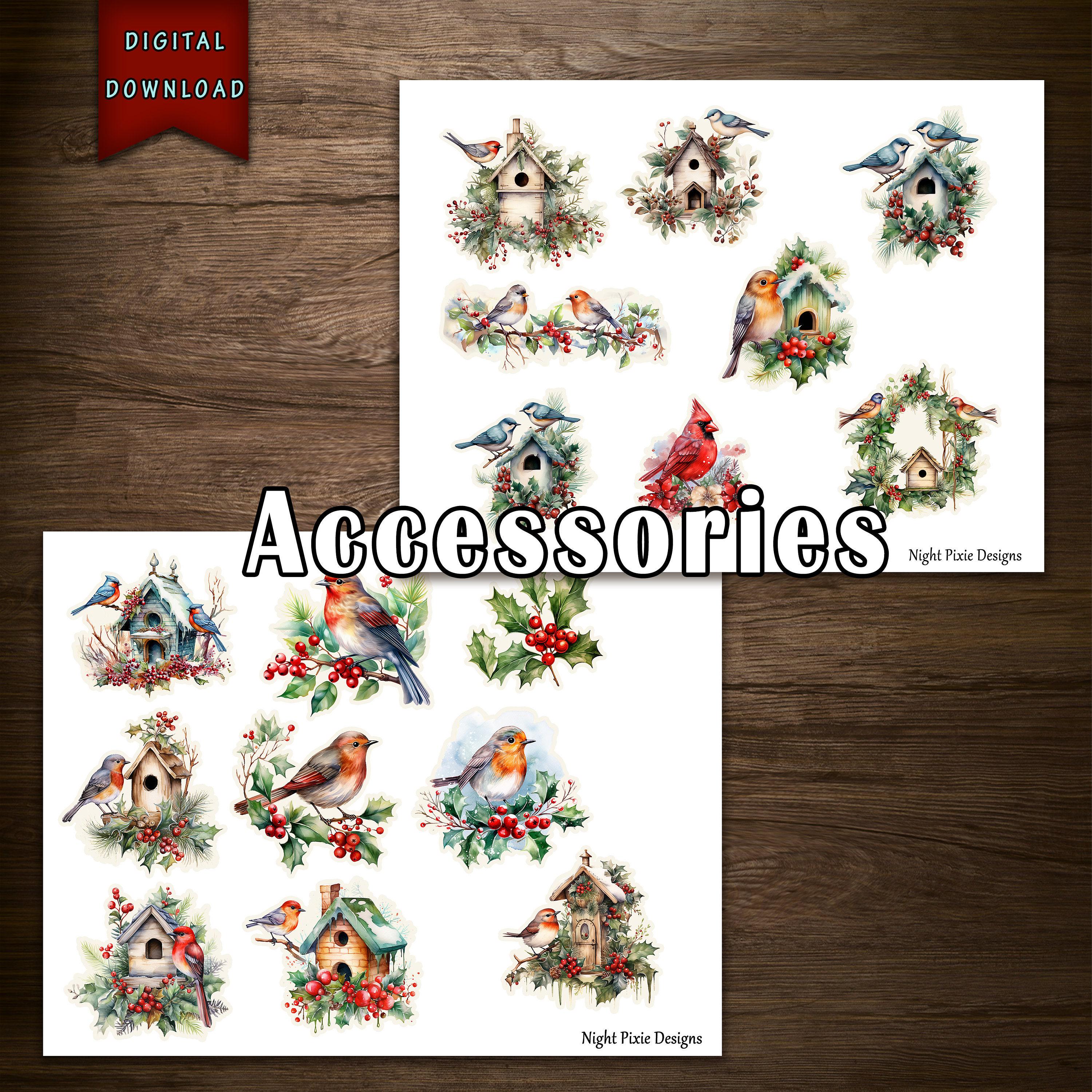 Journal Supplies, Winter Birds Junk Journal Kit, Printable Ephemera ...