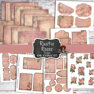 Rustikale Rose Journaling Zubehör, Rosa Rosen, Vintage Rosen, Vintage Junk Journal, digitaler Download, Journal Kit, Junk Journal Zubehör