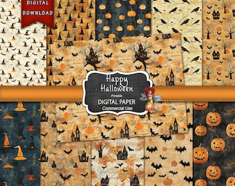 Journal Supplies, Printable Halloween Journal Pages, Distressed Scrapbook Paper Digital Download