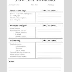 Printable New hire checklist / Onboarding checklist/ Manager checklist / Employee onboarding/ New employee checklist