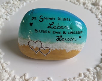 Mourning stone memorial stone saying stone sea beach heart pebble painted painted