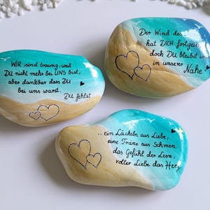Trauerstein - Gedenkstein - Spruchstein - Meer - Strand - bemalter Stein lackiert