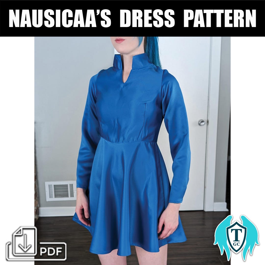 how did nausicaa's dress turn blue (size S) From Nausicaa of the Valley of the Wind- Pattern Download COLOR_DENIM Long Sleeve Plunge Keyhole Dress Size:14