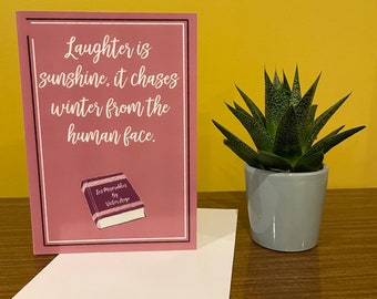 Book Quote - Les Miserables "Laughter is Sunshine" Greeting Card, book lovers greeting card