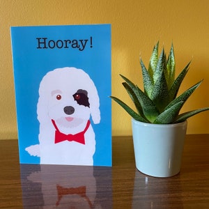 Dog in a Bow Tie Greetings Card, blank card for dog lovers,