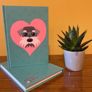 Dog gift for owners, hardback Notebook - salt & pepper mini Schnauzer, present from the dog, miniture schnauzer gift
