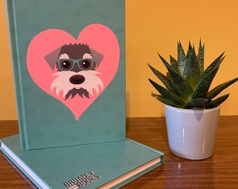 Süßes Hunde Notizbuch - Salz & Pfeffer Mini Schnauzer, Valentinstag Geschenk vom Hund, Miniatur Schnauzer Geschenk