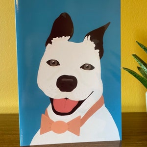 Staffie Greeting Card, blank card for dog lovers, Staffordshire Bull Terrier in bow tie