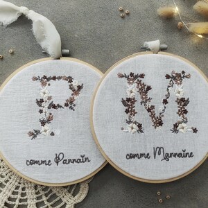 Embroidered tambourine announces Godfather, Godmother - personalized gift for future godfather or godmother - unique embroidery