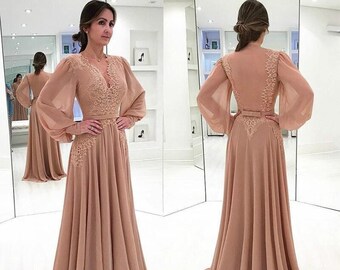 Elegant Long Sleeves Chiffon Mother of 
