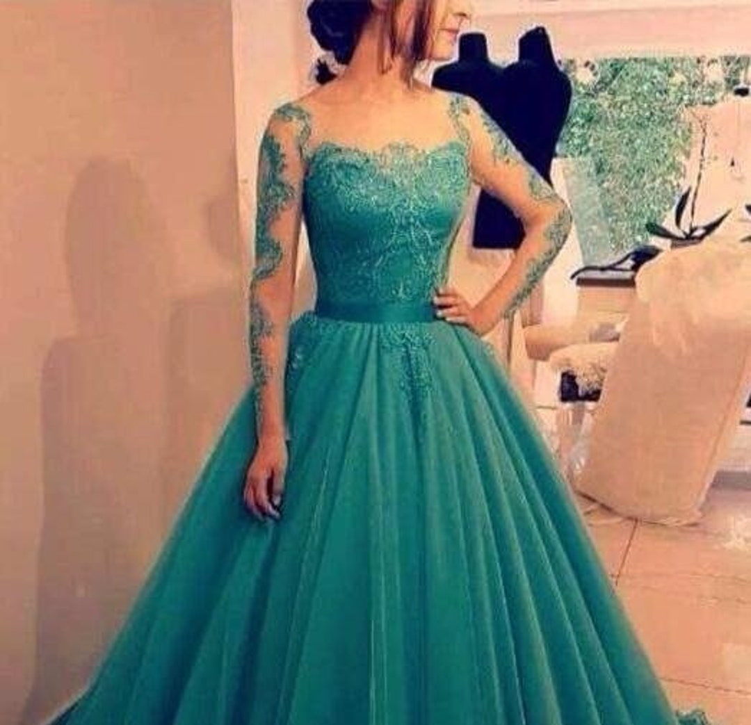 Customized Ball Gown Teal Blue Turquoise Prom Dress Long Etsy