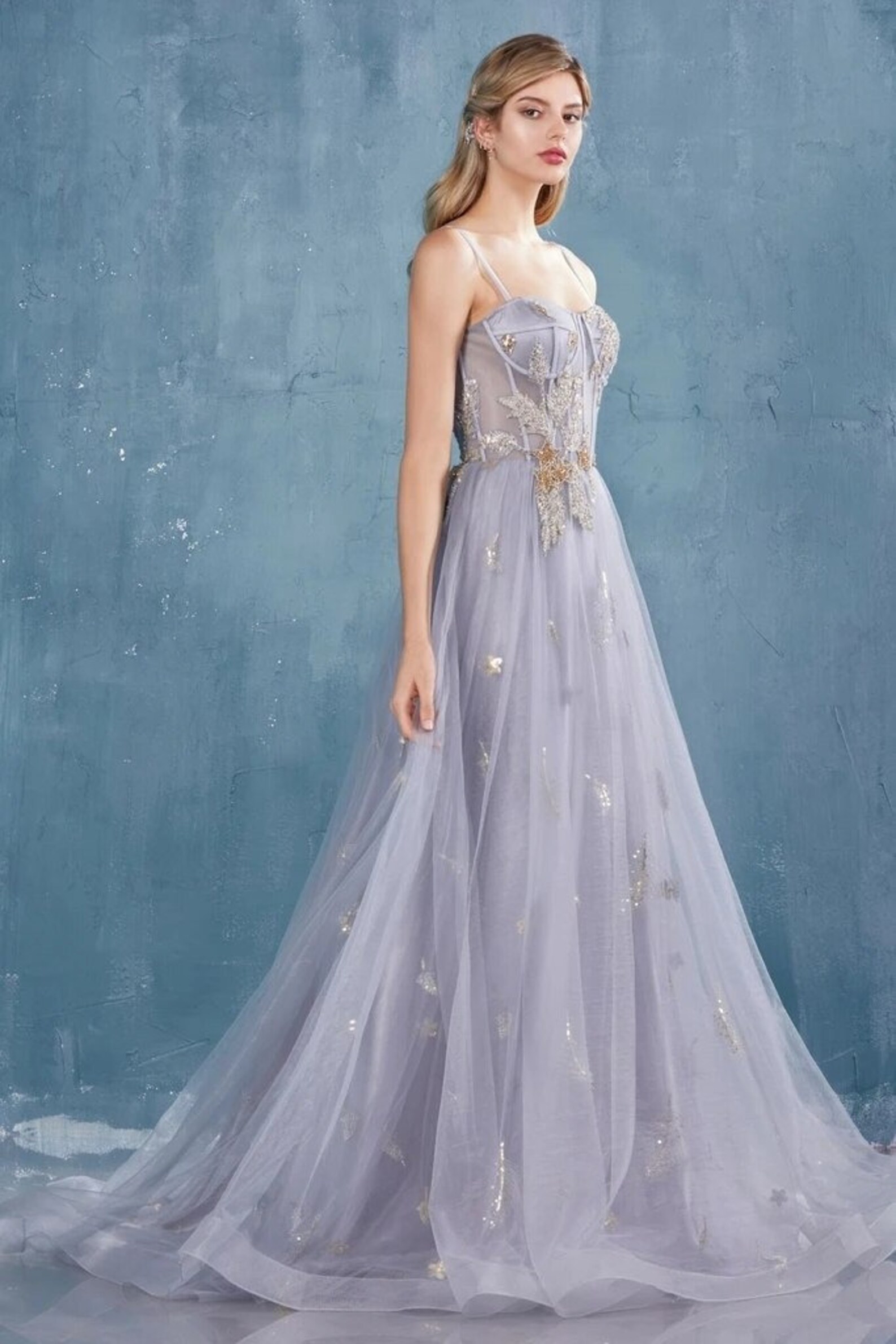 Beautiful Rose Gold Corset Tulle Aline Evening Dress Tie Bow Etsy UK