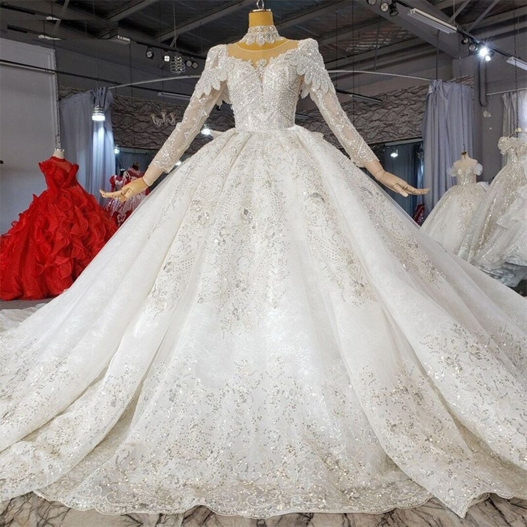 Luxury Vintage Wedding Dresses Plus Size With Glitters Shiny - Etsy