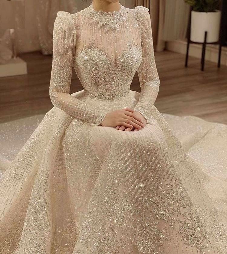 glitter fabric wedding dress
