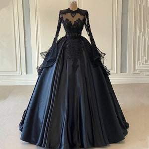 Luxury Black Pearls Beads Lace Long Prom Dresses New Sexy - Etsy