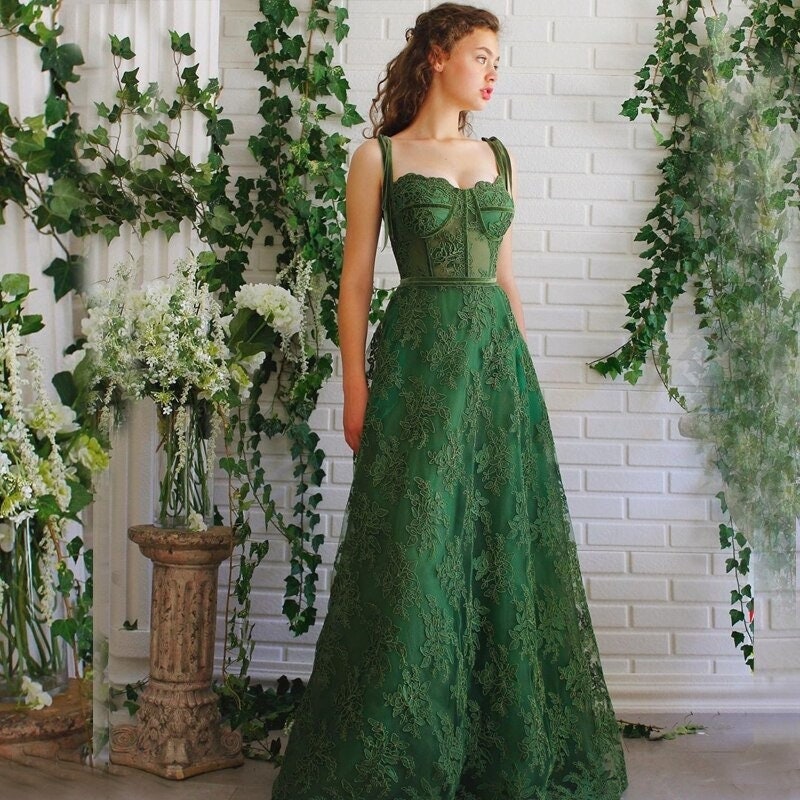 Green Evening Dress - Etsy