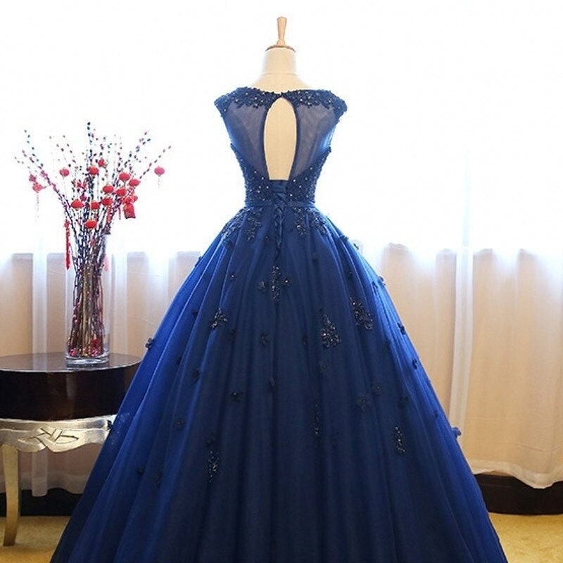 Blue Puffy Quinceanera Dresses Ball Gown Formal Tulle Sweet 16 - Etsy