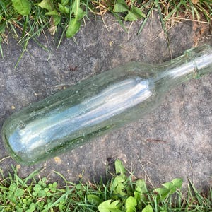 1800s Antique Round Bottom Green Aqua Glass Soda Bottle