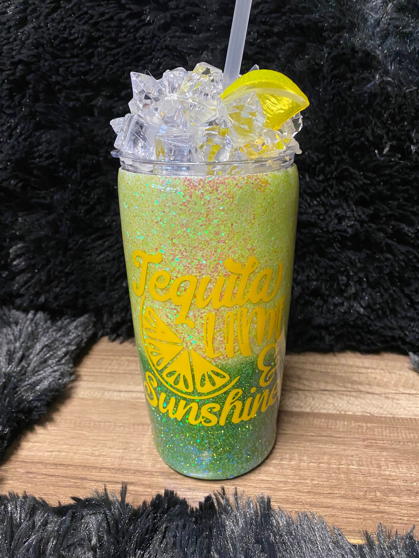 20oz custom tumbler with decorative Ice and Lemon lid Etsy
