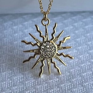 Sunburst Necklace, Delicate Sun Necklace, Gold Sun Necklace Sunburst Necklace, Delicate Sun Necklace, Gold Sun Necklace