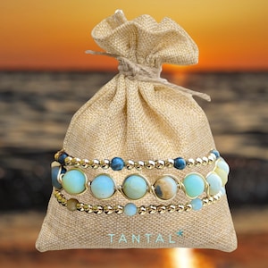Saint-Tropez Bracelet Set: Handmade Beaded Healing Gemstone Jewelry