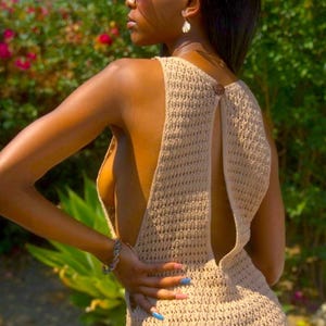 Handmade Crochet Mini Dress: Bohemian Festival Beach Dress with Tote