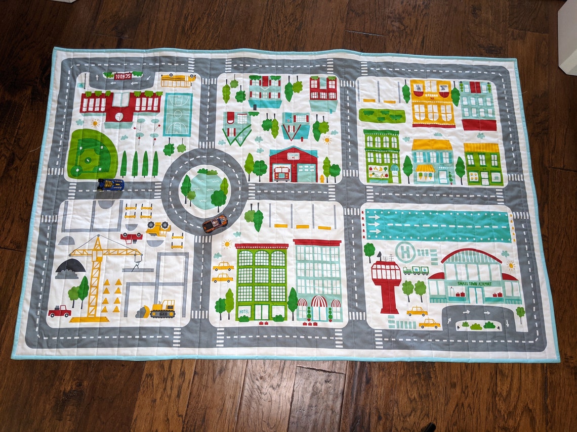 City Streets Quilted Play Mat Etsy