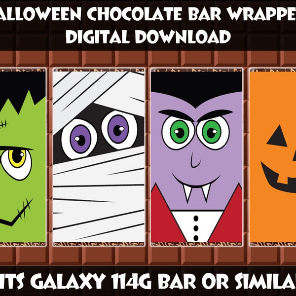 Halloween Chocolate Bar Wrapper Set || Printable Chocolate Wrapper || Novelty Gifts || Downloadable Wrapper || Candy Bar Wrapper