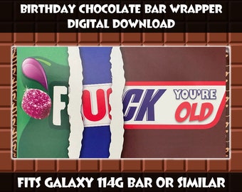 Birthday Chocolate Bar Wrapper || Printable Chocolate Wrapper || Novelty Gifts || Downloadable Wrapper || Candy Bar Wrapper