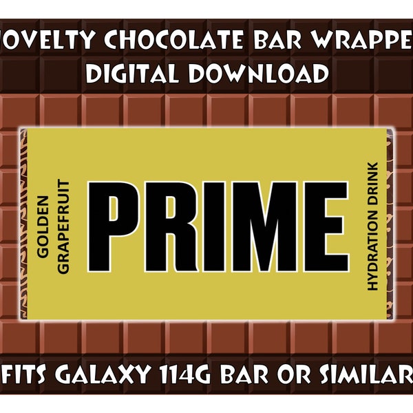 Prime Golden Grapefruit Inspired Printable Chocolate Bar Wrapper Templates Funny Gift Birthday, Logan Paul, Ready to Print JPG and PNG files
