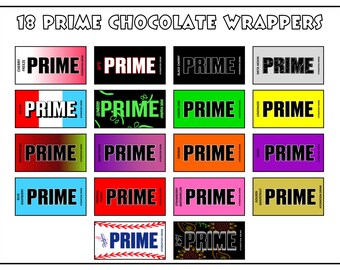 18 Prime Inspired Chocolate Bar Wrappers - Joke Funny Gift Birthday KSI, Logan Paul, Ready to Print - Digital Download