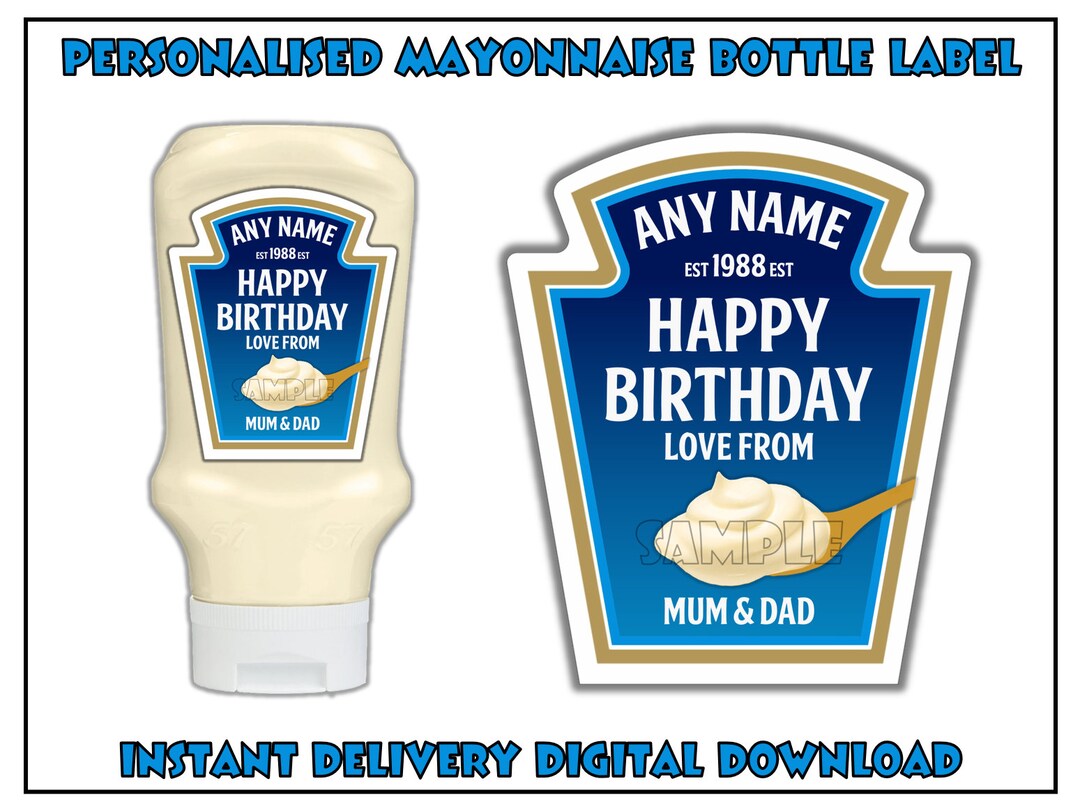 Personalised Mayonnaise Sauce Label for Birthday Wedding Etsy