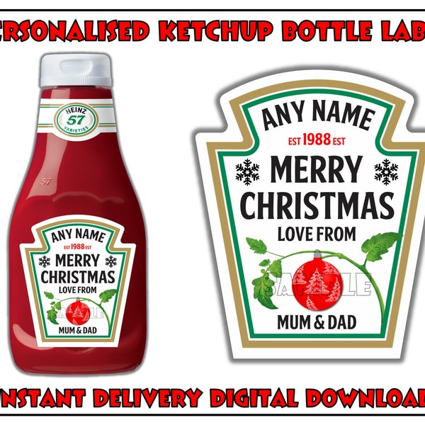 Personalised Tomato Ketchup Sauce Label For Birthday Wedding Anniversary Christmas Secret Santa Fun Novelty Gift - Digital Download