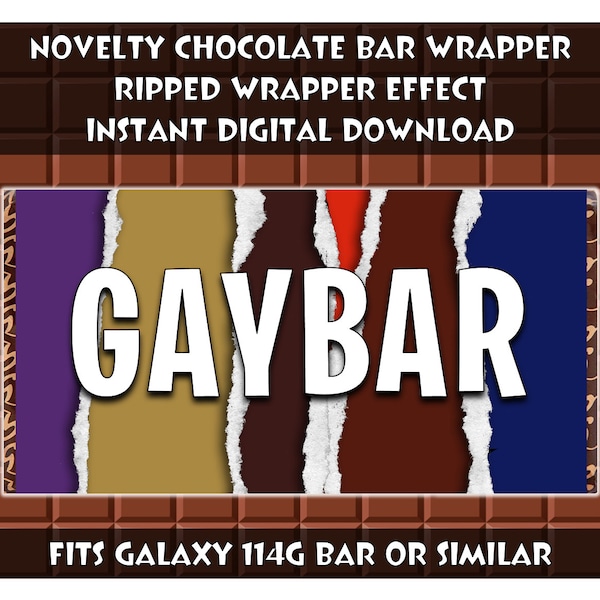 Gaybar Insult Chocolate Bar Wrapper - Novelty Fun Gift - Instant Digital Download (No Chocolate Supplied)