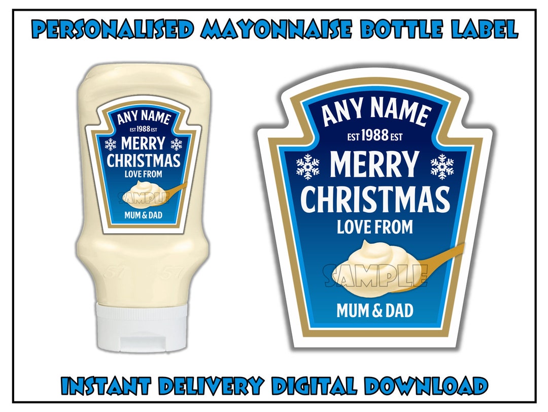 Personalised Mayonnaise Sauce Label for Birthday Wedding Anniversary