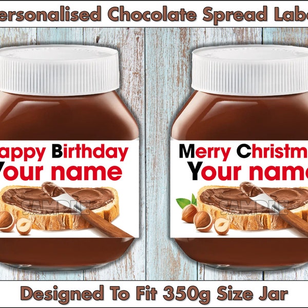 Gepersonaliseerde Nutella Chocolate Spread Label voor verjaardag, bruiloft, verjaardag, kerstgeheime kerstman, leuk nieuwigheidscadeau - digitale download