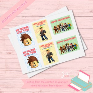 Roblox tarjetas de San Valentín para niños, San Valentín Roblox, tarjetas para niños imprimibles