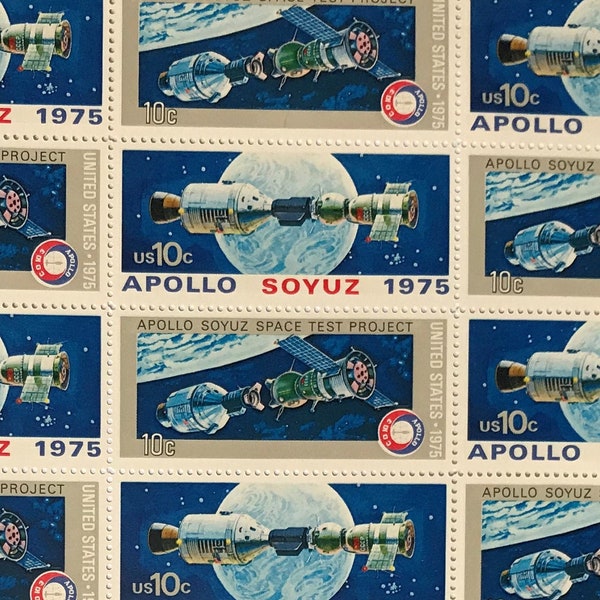 1975 Apollo-Soyuz Space Mission, US Postage Stamps Full Sheet of 24 MNH, Scott 1569-1570